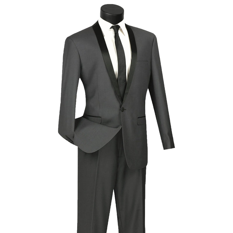 Shawl-Collar Slim-Fit Tuxedo in Heather Gray