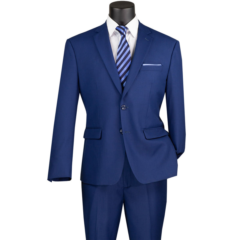2-Button Classic-Fit Suit w/ Adjustable Waistband in Twilight Blue
