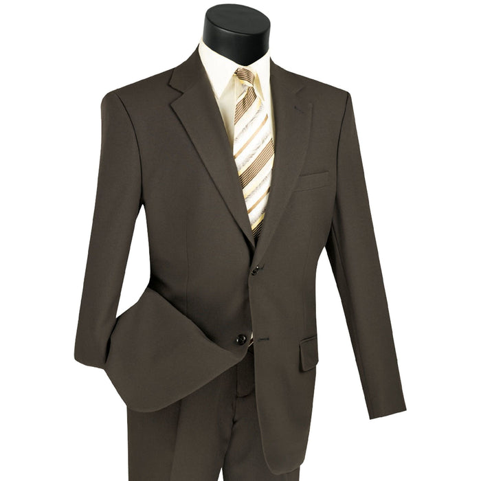 2-Button Classic-Fit Poplin Polyester Suit in Brown