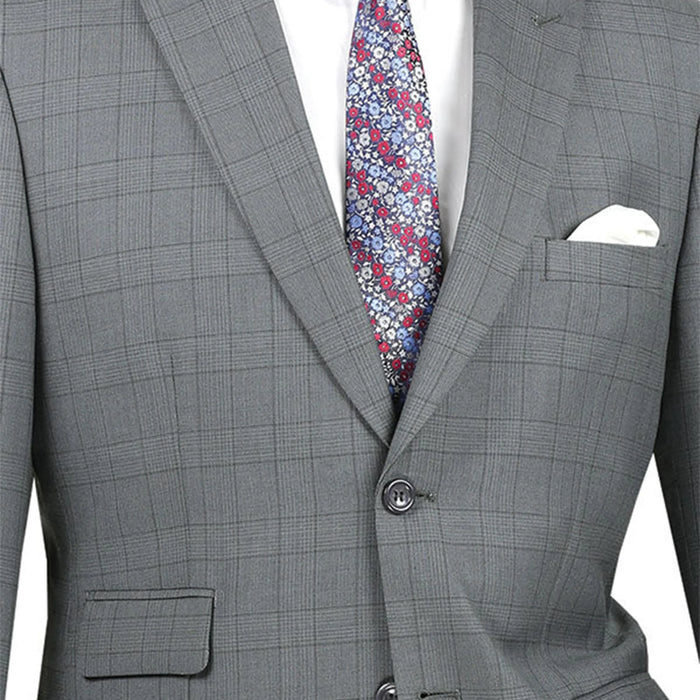 2-Button Glen Plaid Modern-Fit Suit in Gray
