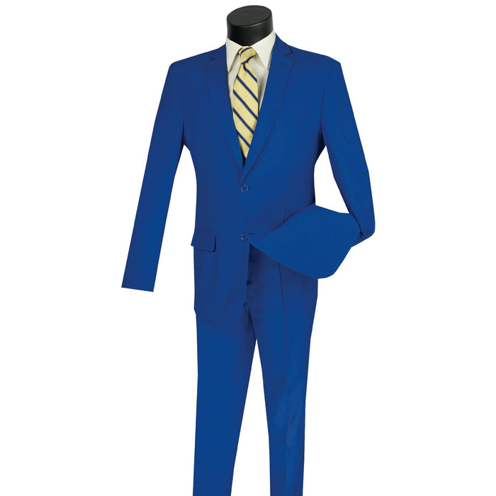 2-Button Slim-Fit Poplin Polyester Suit in Royal Blue