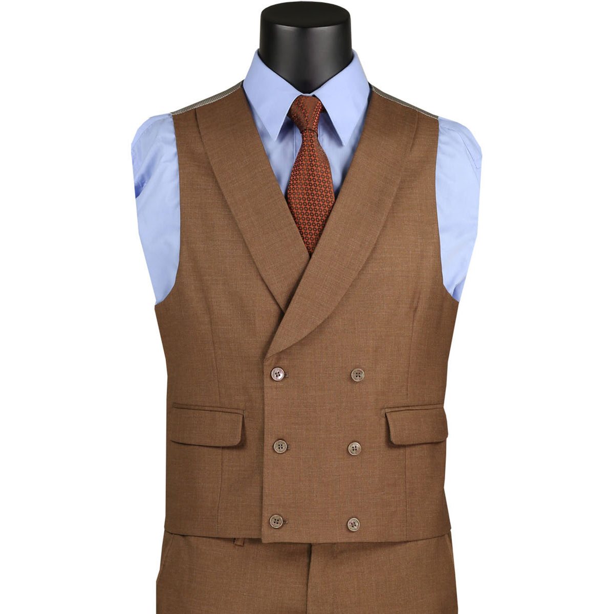 Textured 3-Piece Modern-Fit Suit w/ Adjustable Waistband in Light Brown