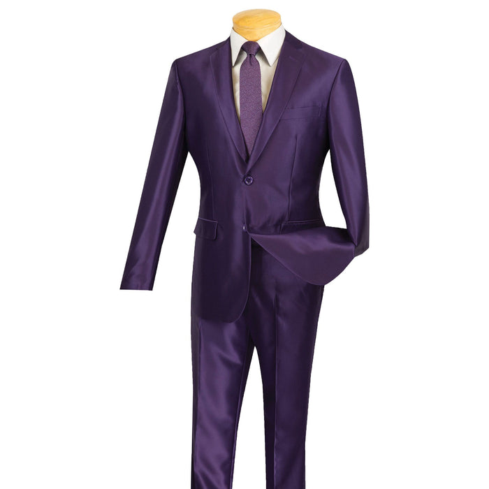 Sharkskin 2-Button Slim-Fit Suit in Purple