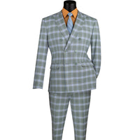 Windowpane Double-Breasted Slim-Fit Suit in Sea Grass Green