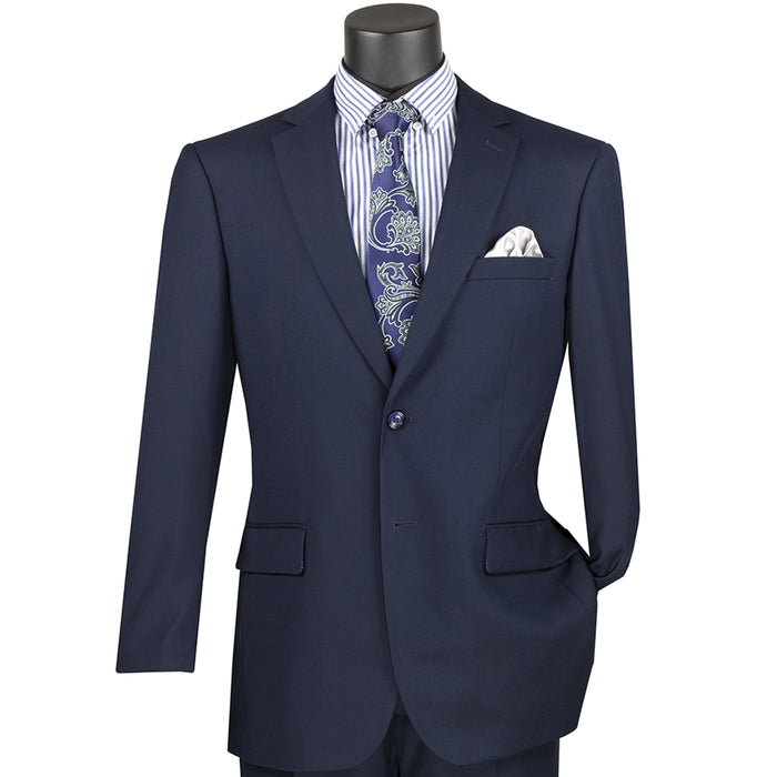 2-Button Classic-Fit Suit w/ Adjustable Waistband in Navy Blue
