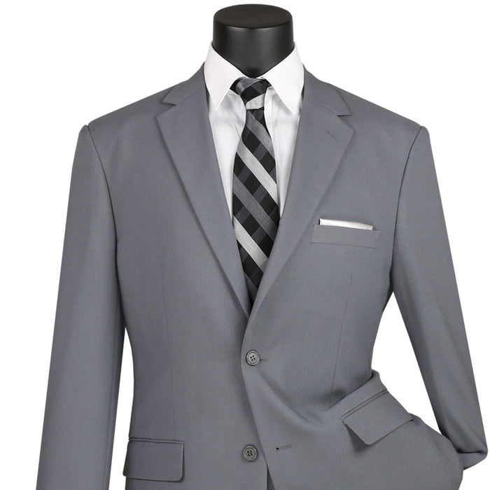 2-Button Classic-Fit Poplin Polyester Suit in Medium Gray