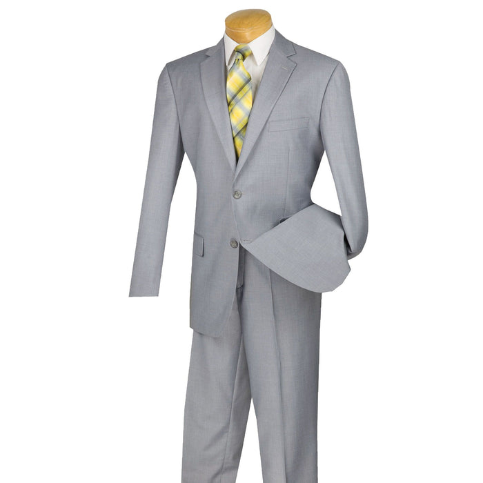 2-Button Classic-Fit Suit w/ Flat Front Pants in Light Gray