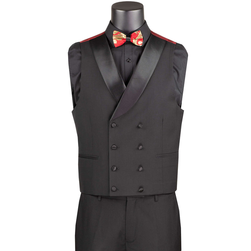 Jacquard Modern-Fit 3-Piece Tuxedo w/ Matching Bow-Tie in Red & Gold