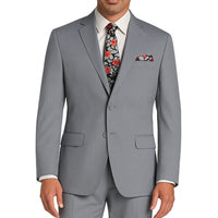 VINCI Men's Medium Gray 2-Button Suit with Adjustable Waistband, Regular-Fit - NEW. Features a notch lapel jacket luxuriously lined for comfort and non-pleated trousers designed for a custom fit. Ideal for both office and elegant evening wear. Available at Fashion House Inc. (FH Menswear)