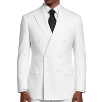 VINCI Men's White Double-Breasted Regular Fit Suit with Adjustable Waist - NEW. Classic style with a peak lapel jacket, fully lined for comfort, and flat-front trousers with elastic waistband for a flawless fit. Perfect for professional and evening wear, embodying timeless elegance and sophistication. Available at Fashion House Inc. (FH Menswear, Style F-DC900)