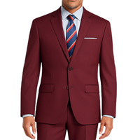 VINCI Men's Burgundy 2-Button Slim Fit Suit - NEW. Features a sleek modern silhouette with a fully lined notch lapel jacket and flat-front pants for custom tailoring. Ideal for polished office wear or sophisticated evening outings. Available at Fashion House Inc. (FH Menswear)