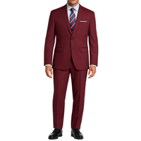 VINCI Men's Burgundy 2-Button Slim Fit Suit - NEW. Features a sleek modern silhouette with a fully lined notch lapel jacket and flat-front pants for custom tailoring. Ideal for polished office wear or sophisticated evening outings. Available at Fashion House Inc. (FH Menswear)