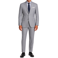 VINCI Men's Light Gray 2-Button Slim Fit Suit - NEW. Features a sleek modern silhouette with a fully lined notch lapel jacket and flat-front pants for custom tailoring. Ideal for polished office wear or sophisticated evening outings. Available at Fashion House Inc. (FH Menswear)