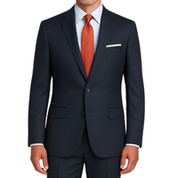 VINCI Men's Navy Blue 2-Button Slim Fit Suit - NEW. Features a sleek modern silhouette with a fully lined notch lapel jacket and flat-front pants for custom tailoring. Ideal for polished office wear or sophisticated evening outings. Available at Fashion House Inc. (FH Menswear)