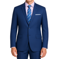 VINCI Men's Patriot Blue 2-Button Slim Fit Suit - NEW. Features a sleek modern silhouette with a fully lined notch lapel jacket and flat-front pants for custom tailoring. Ideal for polished office wear or sophisticated evening outings. Available at Fashion House Inc. (FH Menswear)