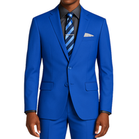 VINCI Men's Royal Blue 2-Button Slim Fit Suit - NEW. Features a sleek modern silhouette with a fully lined notch lapel jacket and flat-front pants for custom tailoring. Ideal for polished office wear or sophisticated evening outings. Available at Fashion House Inc. (FH Menswear)