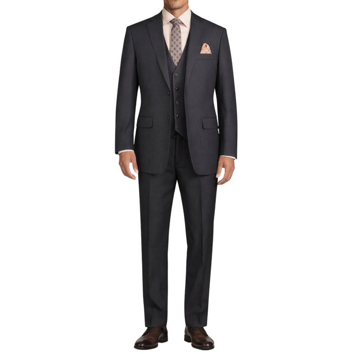 VINCI Men's Heather Gray 3-Piece 2-Button Classic-Fit Suit - NEW with Matching Vest. Features a fully lined notch lapel jacket, flat-front pants ready for custom tailoring, and a coordinating vest. Ideal for professional settings and social outings. Available at Fashion House Inc. (FH Menswear)